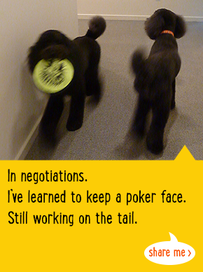 In negotiations. I’ve learned to keep a poker face. Still working on the tail.