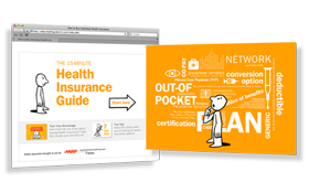 Work samples of Aetna and AARP online insurance guide.
