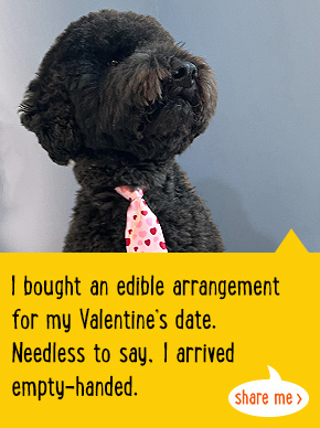 I bought an edible arrangement for my Valentine's date. Needless to say, I arrived empty-handed.